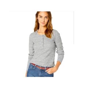 Splendid Women's Heather‎ Gray Thermal Henley Long Sleeve Size Medium Y2K